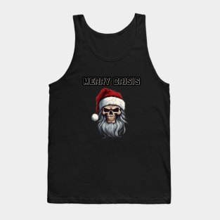 Merry Crisis, anti xmas, skull with santa hat Tank Top